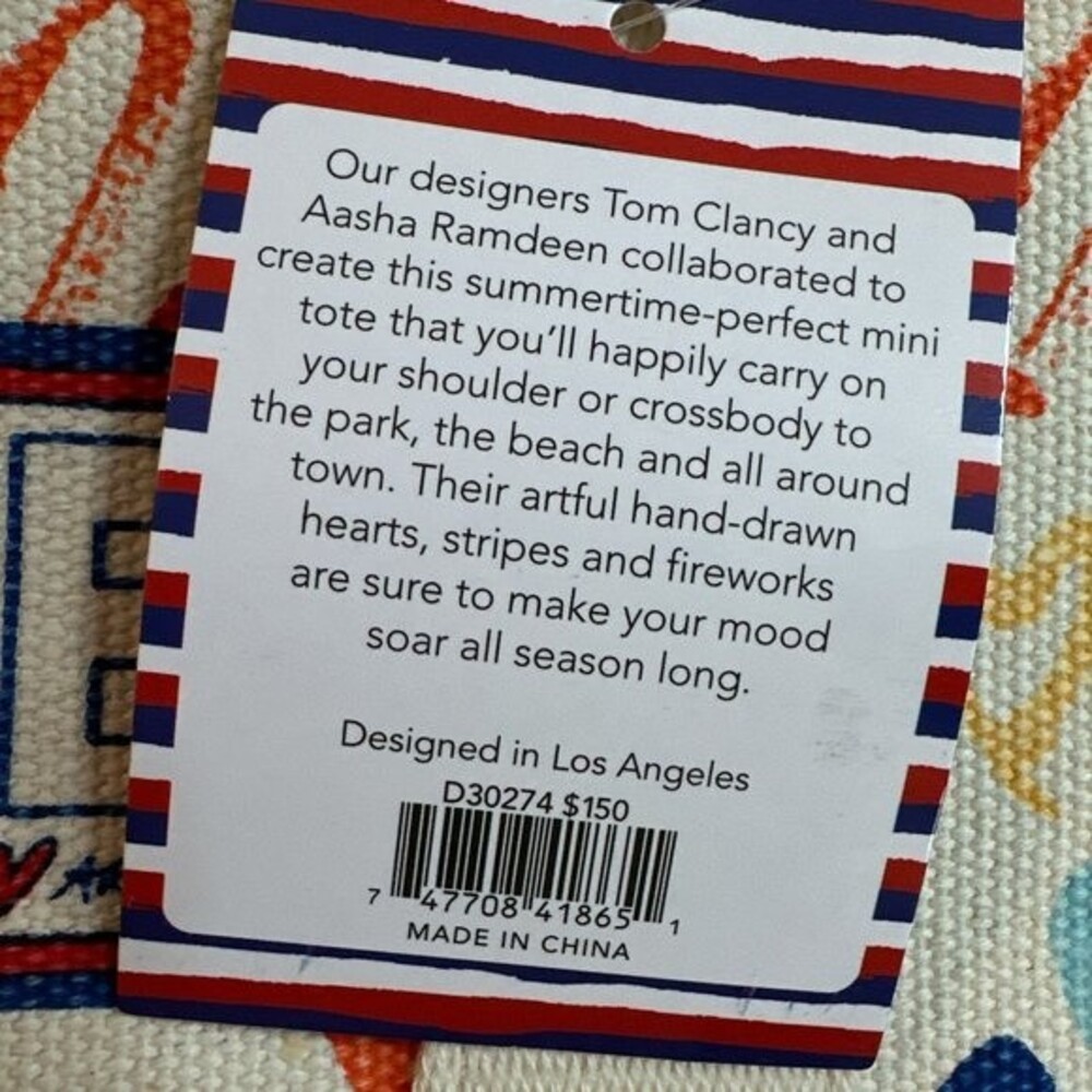 Brighton Red White And You Mini Tote Hand drawn hearts, stripes, fireworks NWT - Picture 8 of 9